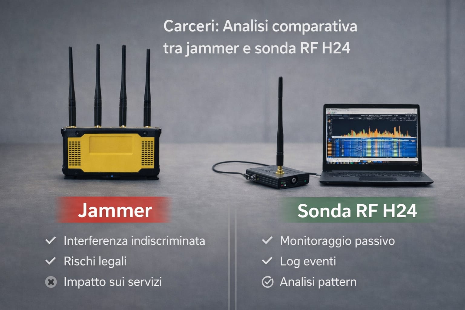 Carceri: Analisi comparativa tra jammer e sonda RF H24